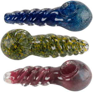 LUV BUDS | FRIT TWISTY GLASS HAND PIPE | 4.5" | ASORTED COLORS - Crowntown Cannabis