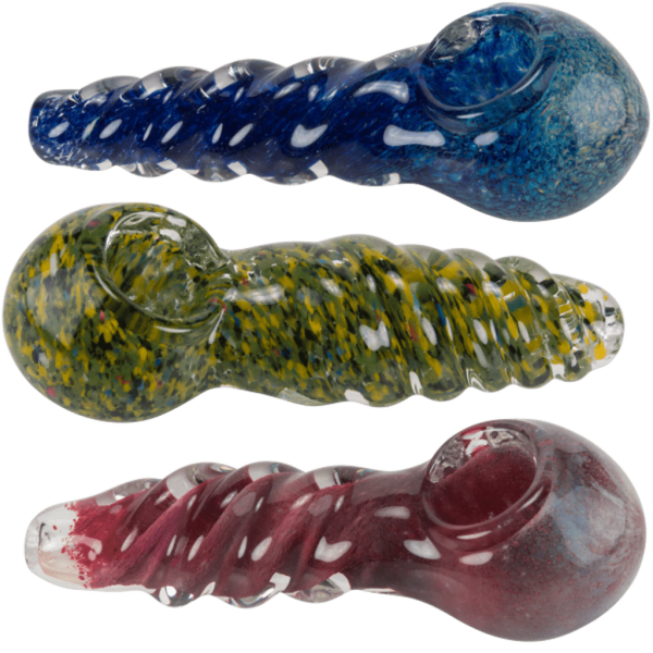 LUV BUDS | FRIT TWISTY GLASS HAND PIPE | 4.5" | ASORTED COLORS - Crowntown Cannabis