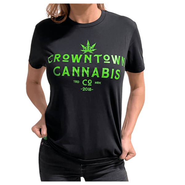 Crowntown Cannabis Unisex T-shirt | Black and Green - Crowntown Cannabis