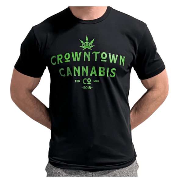 Crowntown Cannabis Unisex T-shirt | Black and Green - Crowntown Cannabis