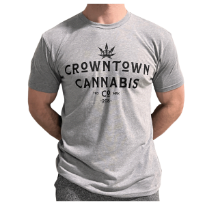 Crowntown Cannabis Unisex T-Shirt | Grey and Black - Crowntown Cannabis