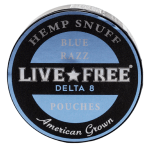 LIVE FREE HEMP SNUFF POUCHES | DELTA 8 | BLUE RAZZ - CROWNTOWN CANNABIS