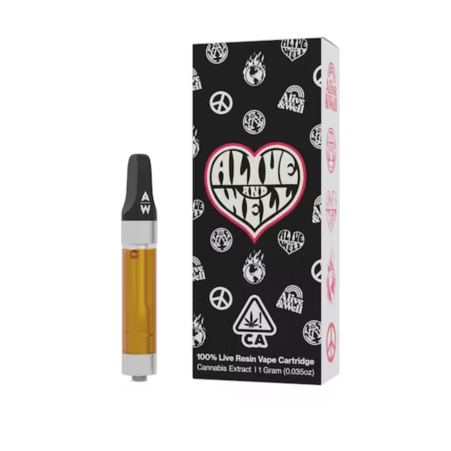 ALIVE & WELL THCA LIVE RESIN VAPE CART 1 GRAM PEACH KUSH