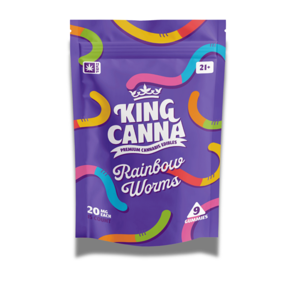 King Canna Gummies Delta 9 300mg 15 Count Rainbow Worms - Crowntown Dispensary