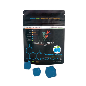 Grateful Meds | Functional Mushroom Canna Gummy | Blueberry Matcha | CBD + THC + Brain Blend