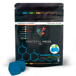 Grateful Meds | Functional Mushroom Canna Gummy | Blueberry Matcha | CBD + THC + Brain Blend